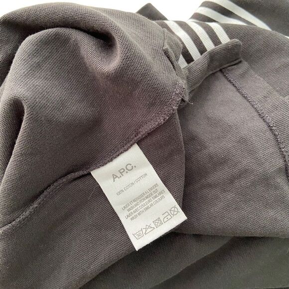 A.P.C Black Long Sleeve Shirt with White Horizontal Stripes Top in Size Medium - Picture 10 of 10